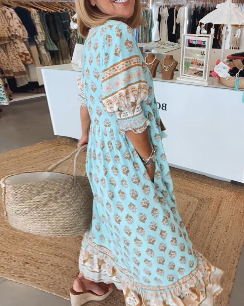 Tallulah | Women's Boho Print Relaxed Maxi Dress
