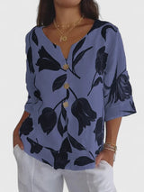 Tamsin | Women's Floral V-Neck 3/4 Sleeve Blouse