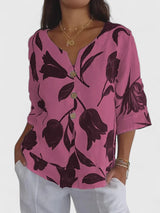 Tamsin | Women's Floral V-Neck 3/4 Sleeve Blouse