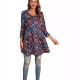 Tamzin | Women's Mandala Print 3/4 Sleeve Tunic Top