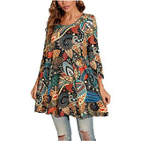 Tamzin | Women's Mandala Print 3/4 Sleeve Tunic Top
