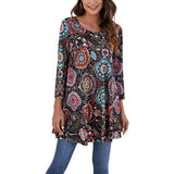 Tamzin | Women's Mandala Print 3/4 Sleeve Tunic Top