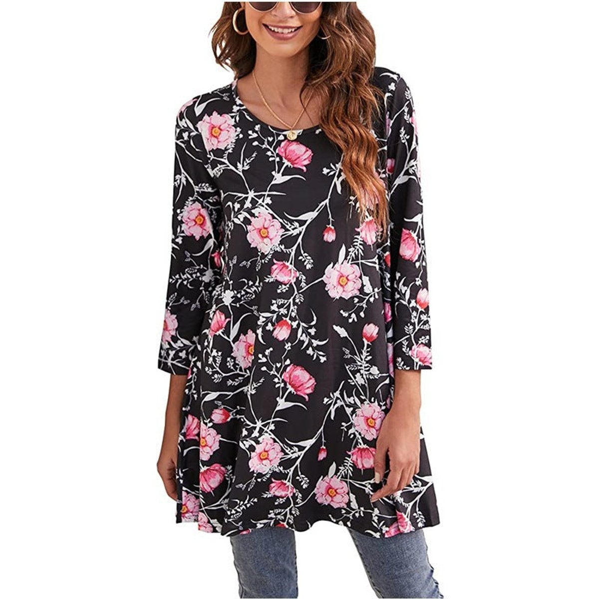 Tamzin | Women's Mandala Print 3/4 Sleeve Tunic Top