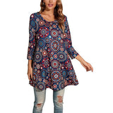 Tamzin | Women's Mandala Print 3/4 Sleeve Tunic Top