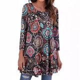 Tamzin | Women's Mandala Print 3/4 Sleeve Tunic Top