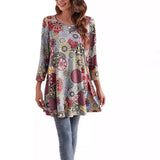 Tamzin | Women's Mandala Print 3/4 Sleeve Tunic Top