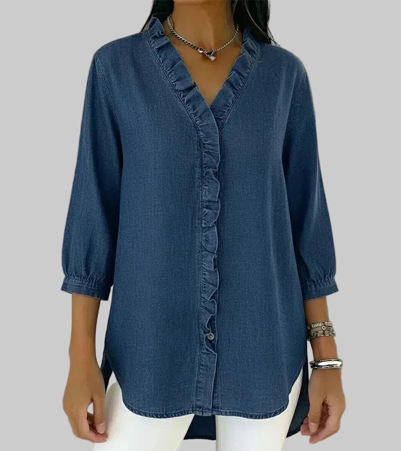 Tessa | Women's V-Neck Ruffle Blouse