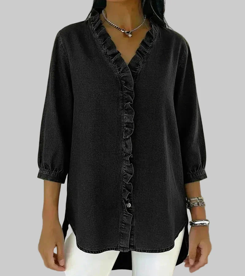 Tessa | Women's V-Neck Ruffle Blouse