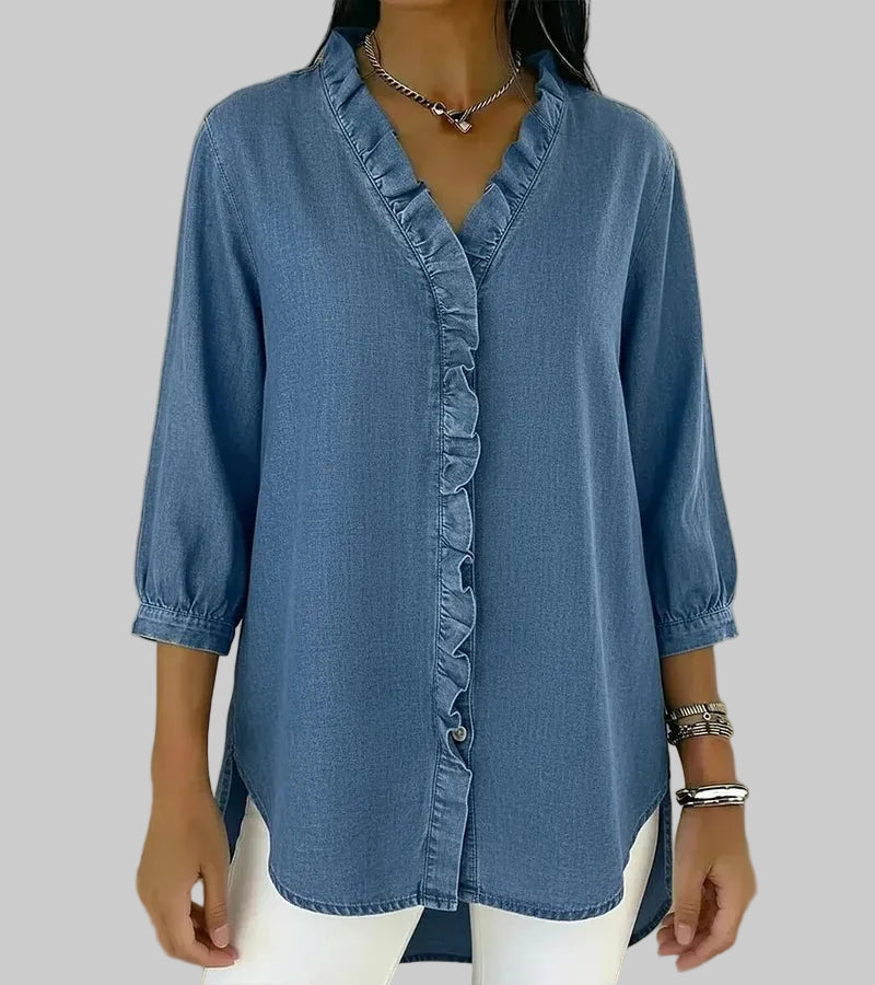 Tessa | Women's V-Neck Ruffle Blouse