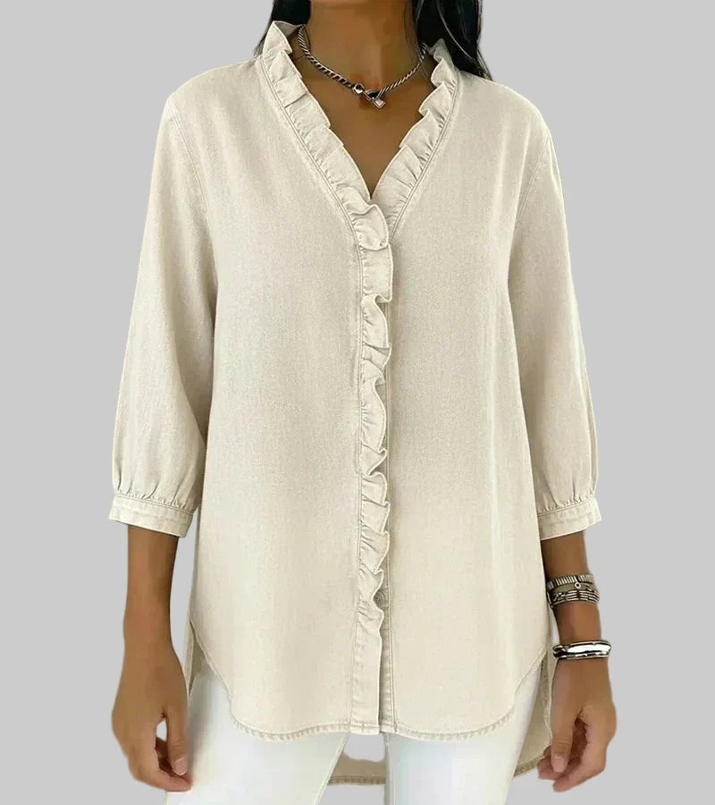 Tessa | Women's V-Neck Ruffle Blouse