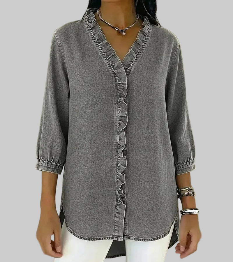 Tessa | Women's V-Neck Ruffle Blouse