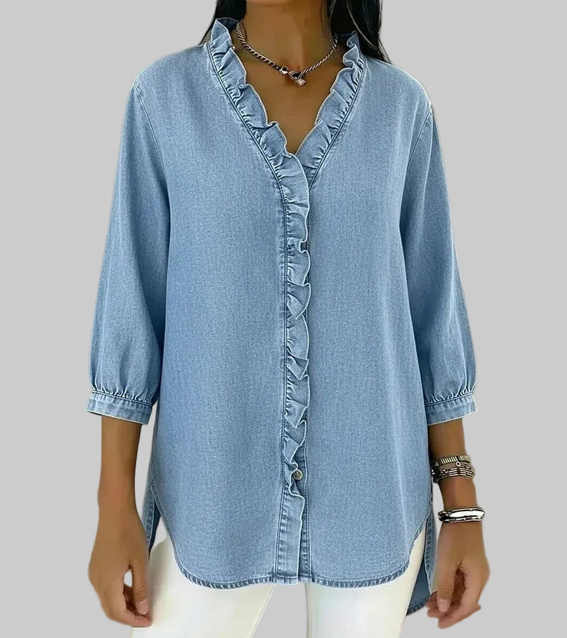 Tessa | Women's V-Neck Ruffle Blouse
