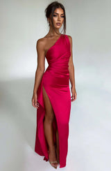 Thalia | Women's One Shoulder Slit Maxi Dress