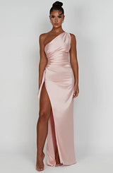 Thalia | Women's One Shoulder Slit Maxi Dress