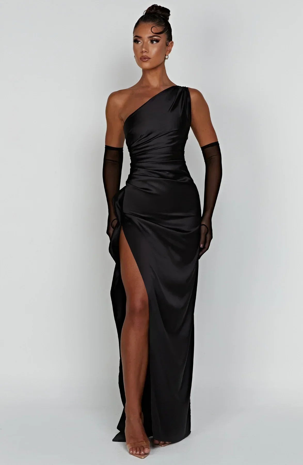 Thalia | Women's One Shoulder Slit Maxi Dress