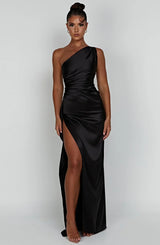 Thalia | Women's One Shoulder Slit Maxi Dress