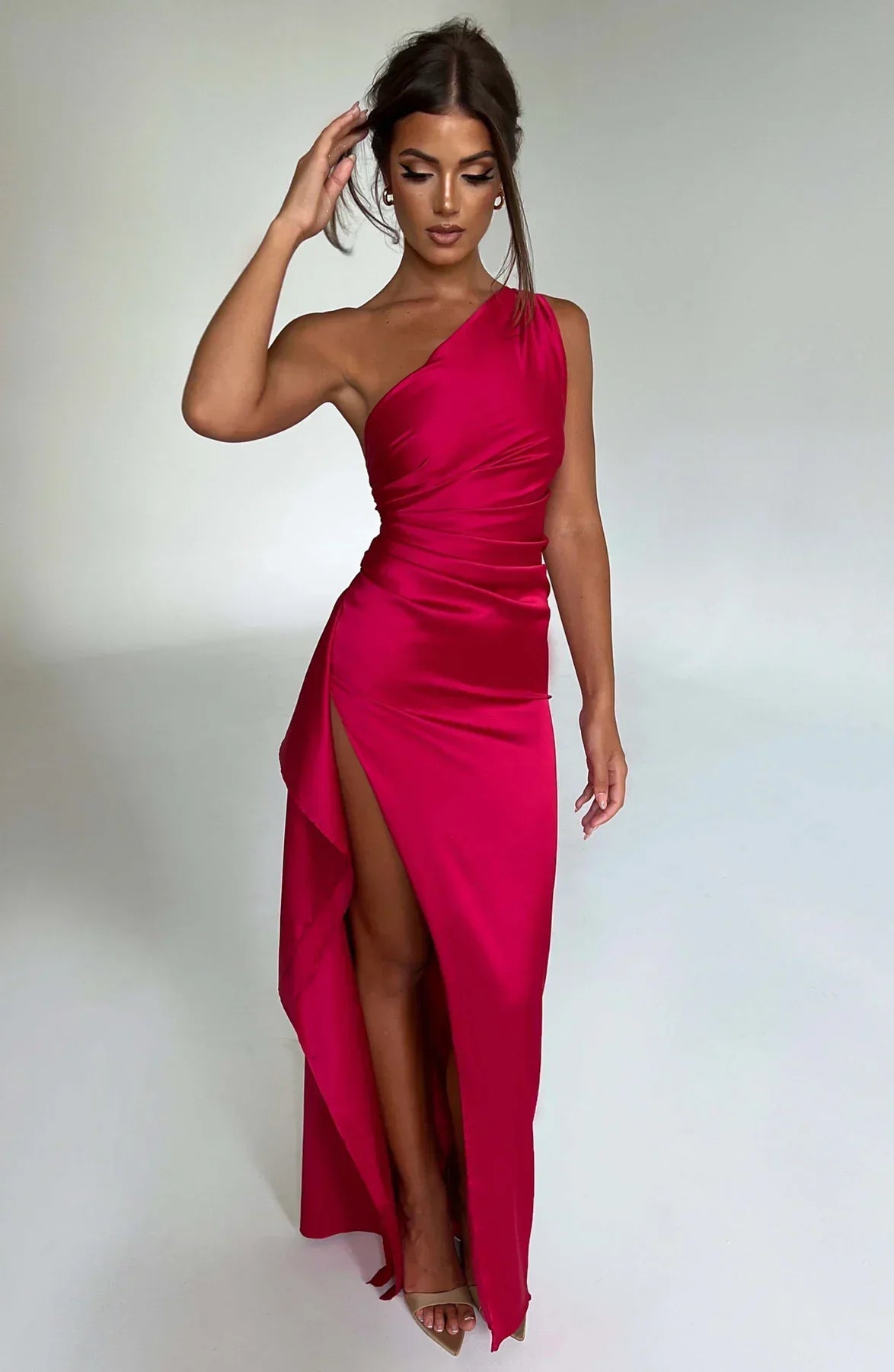 Thalia | Women's One Shoulder Slit Maxi Dress