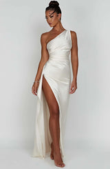 Thalia | Women's One Shoulder Slit Maxi Dress