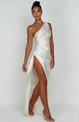 Thalia | Women's One Shoulder Slit Maxi Dress