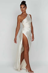 Thalia | Women's One Shoulder Slit Maxi Dress