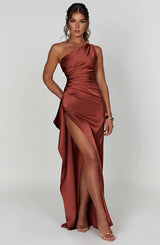 Thalia | Women's One Shoulder Slit Maxi Dress