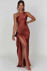 Thalia | Women's One Shoulder Slit Maxi Dress
