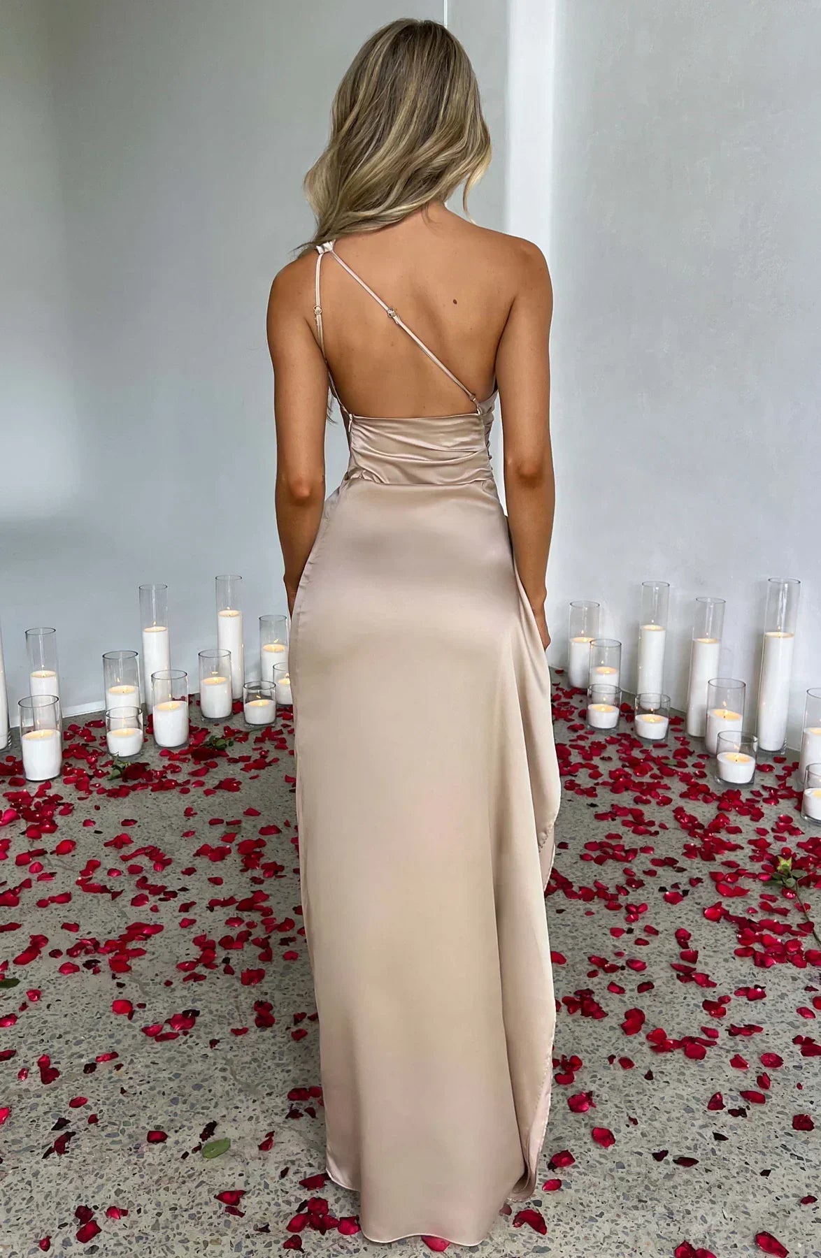 Thalia | Women's One Shoulder Slit Maxi Dress