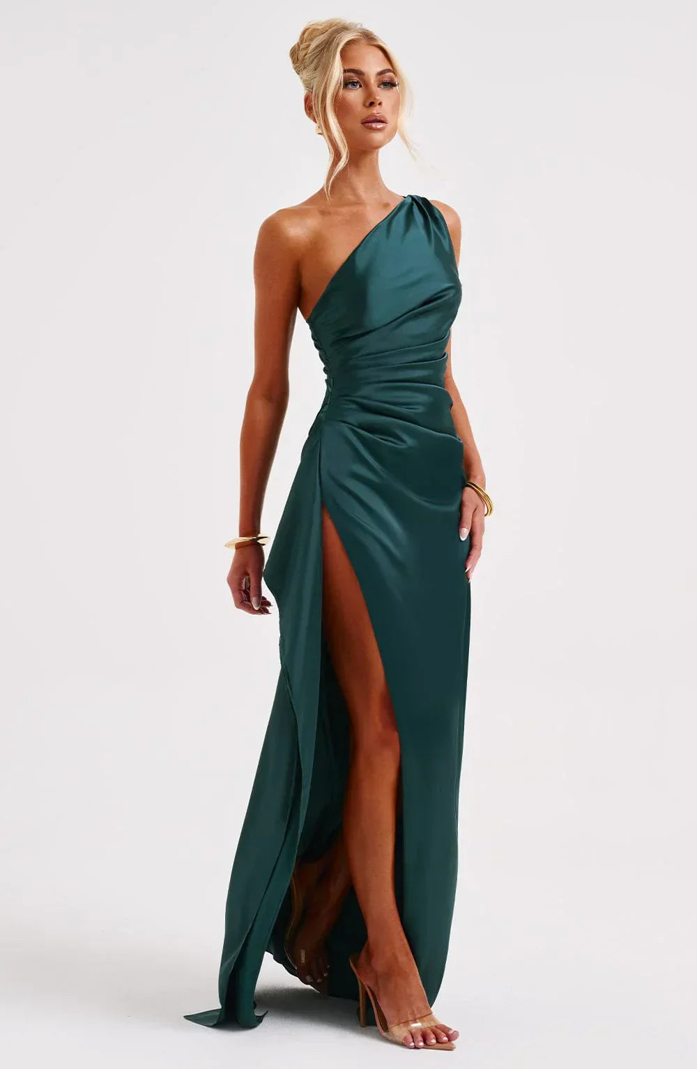 Thalia | Women's One Shoulder Slit Maxi Dress