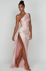Thalia | Women's One Shoulder Slit Maxi Dress