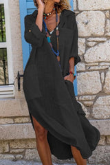 Thalia | Women's Oversized Collared Midi Shirt Dress