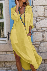Thalia | Women's Oversized Collared Midi Shirt Dress