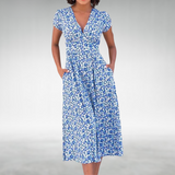 Thessalonica | Women's Floral V-Neck Midi Dress