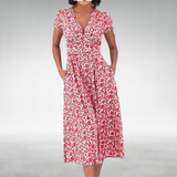 Thessalonica | Women's Floral V-Neck Midi Dress