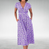 Thessalonica | Women's Floral V-Neck Midi Dress
