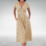 Thessalonica | Women's Floral V-Neck Midi Dress