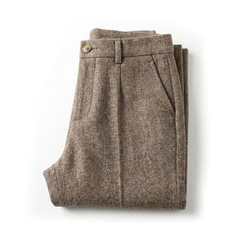 Men’s Tailored Herringbone Pants in Brown