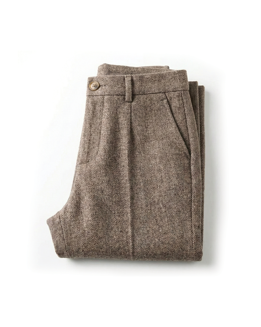 Men’s Tailored Herringbone Pants in Brown