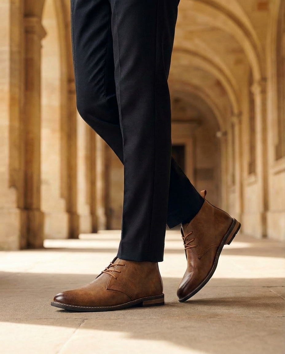 Men’s Leather Welt-Detail Chukka Boots