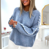 Valentina | Women's Contrast Stitch Long Sleeve Sweater