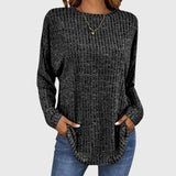 Valentina | Women's Round Neck Long Sleeve Textured Knit Top