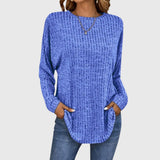 Valentina | Women's Round Neck Long Sleeve Textured Knit Top