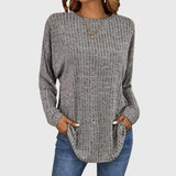 Valentina | Women's Round Neck Long Sleeve Textured Knit Top