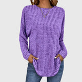 Valentina | Women's Round Neck Long Sleeve Textured Knit Top