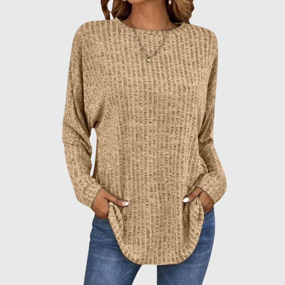 Valentina | Women's Round Neck Long Sleeve Textured Knit Top