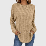 Valentina | Women's Round Neck Long Sleeve Textured Knit Top