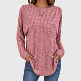 Valentina | Women's Round Neck Long Sleeve Textured Knit Top