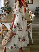 Andrea | Boho Vintage V-Neck Printed Dress