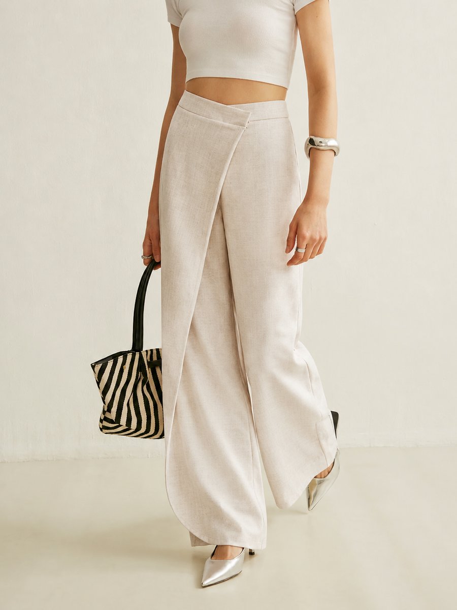 Vashti | Women's High Waist Asymmetric Wide Leg Pants