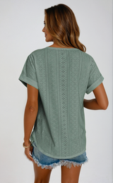 Vella | Women's Casual Eyelet Short Sleeve Top