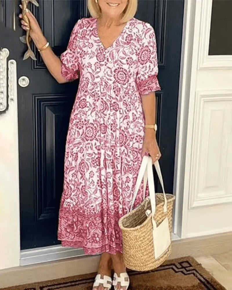 Elaine | Floral Tiered Midi Dress